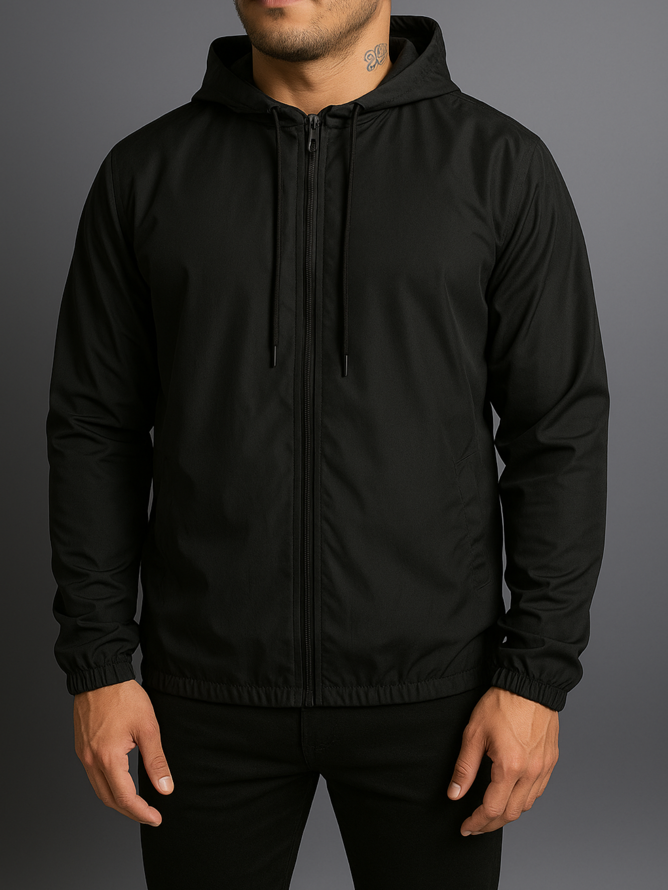 Jaqueta Corta Vento Masculina Preta Com Toca – Mutum - Main Image