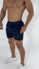 Shorts 2 em 1 Academia e Treino Sport Fit Dry Fit com Elastano e Proteção UV