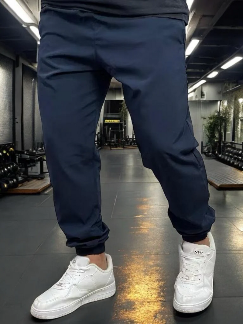Calça Elastano/Tactel Jogger Masculina Esportiva Bolsos Laterais