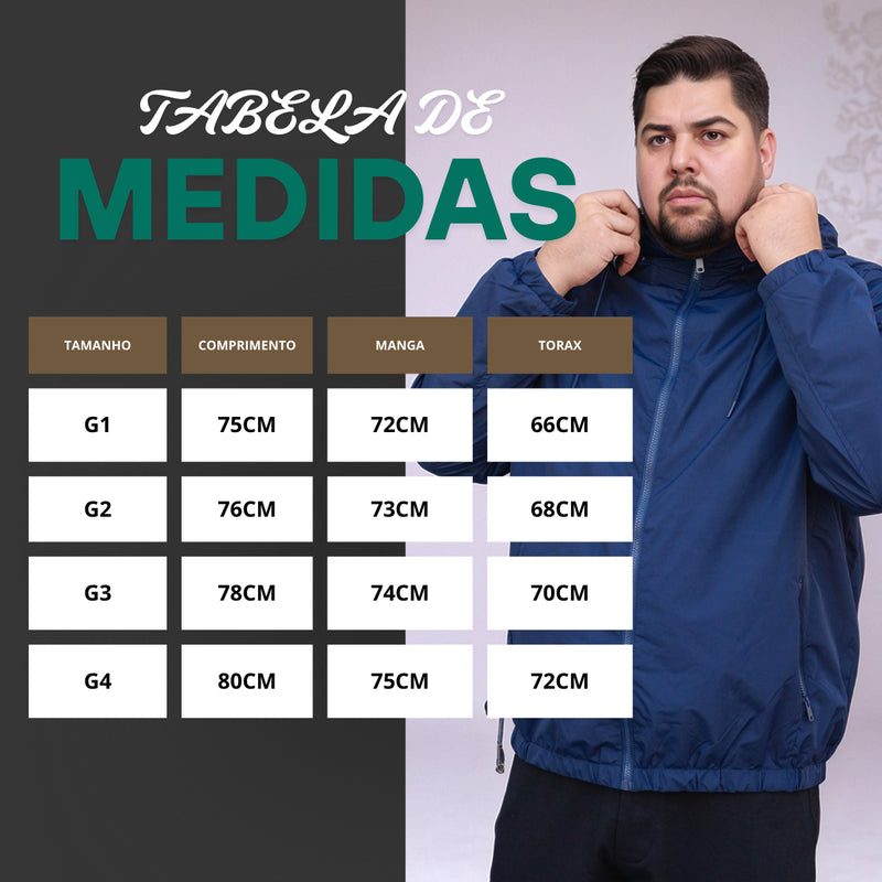Corta Vento Plus Size Jaqueta Masculina Impermeável Premium do G1 ao G4