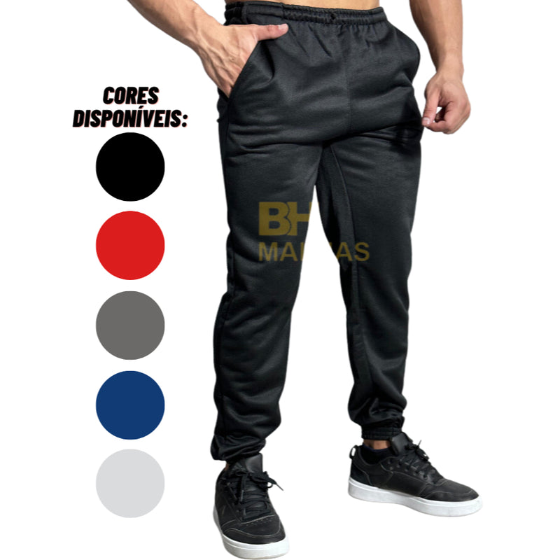 Kit C/2 Calça Moletom Masculina Inverno Academia Flanelada Peluciada Frio
