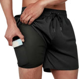Shorts 2 em 1 Academia e Treino Sport Fit Dry Fit com Elastano e Proteção UV