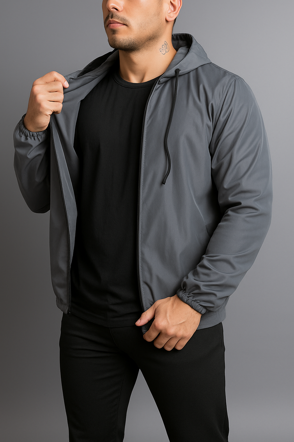Jaqueta Corta Vento Masculina — Impermeável com Capuz