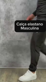 Calça Elastano/Tactel Jogger Masculina Esportiva Bolsos Laterais